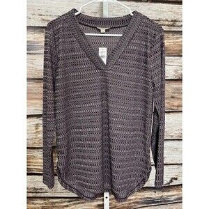 Loft Women’s Sz Medium Purple V Neck Pullover Top Textured Look New